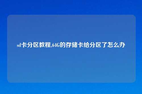 sd卡分区教程,64G的存储卡给分区了怎么办