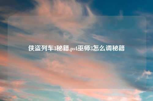 侠盗列车3秘籍,ps4巫师3怎么调秘籍