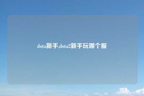 dota新手,dota2新手玩哪个服