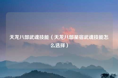 天龙八部武魂技能（天龙八部星宿武魂技能怎么选择）