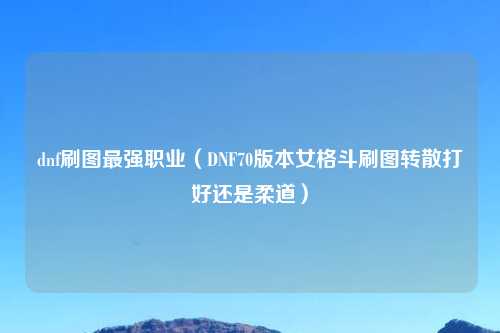 dnf刷图最强职业（DNF70版本女格斗刷图转散打好还是柔道）