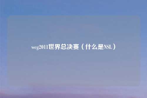 wcg2011世界总决赛（什么是NSL）