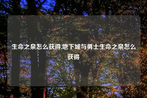 生命之泉怎么获得,地下城与勇士生命之泉怎么获得