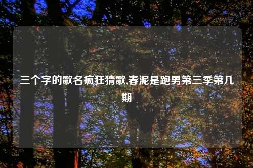 三个字的歌名疯狂猜歌,春泥是跑男第三季第几期