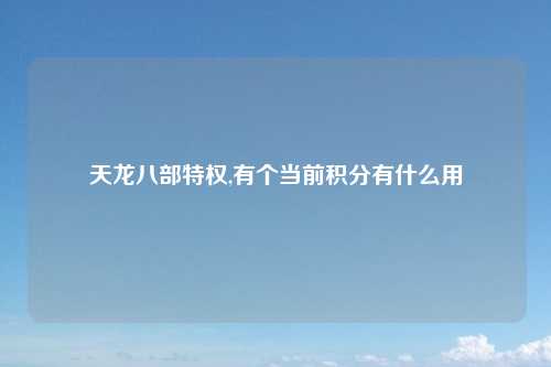天龙八部特权,有个当前积分有什么用