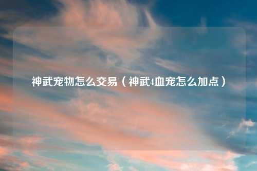 神武宠物怎么交易（神武4血宠怎么加点）