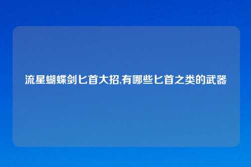 流星蝴蝶剑匕首大招,有哪些匕首之类的武器