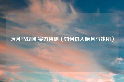 暗月马戏团 实力检测（如何进入暗月马戏团）