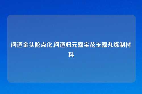 问道金头陀点化,问道归元露宝花玉露丸炼制材料