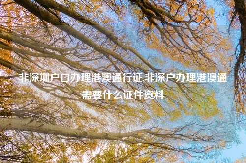 非深圳户口办理港澳通行证,非深户办理港澳通需要什么证件资料