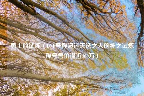 勇士的试炼(DNF号称超过天选之人的神之试炼称号售价逼近400万)