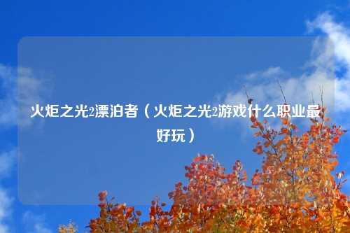 火炬之光2漂泊者（火炬之光2游戏什么职业最好玩）