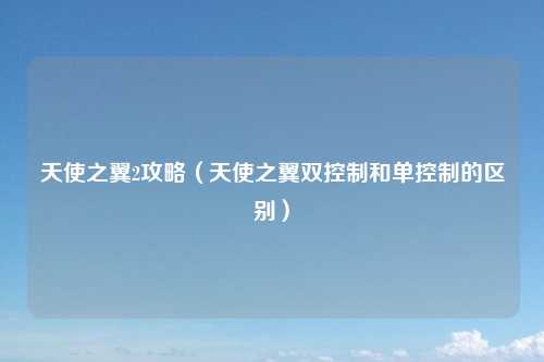 天使之翼2攻略（天使之翼双控制和单控制的区别）