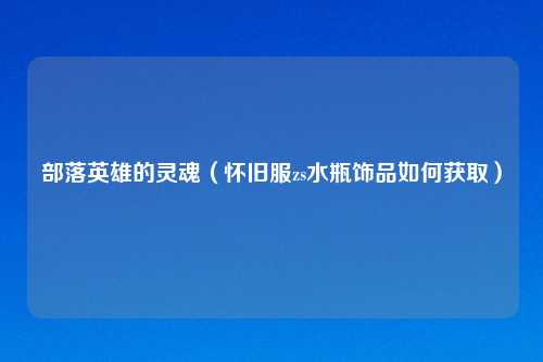 部落英雄的灵魂（怀旧服zs水瓶饰品如何获取）