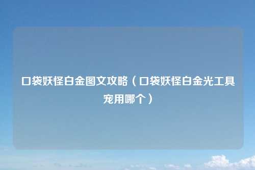 口袋妖怪白金图文攻略(口袋妖怪白金光工具宠用哪个)