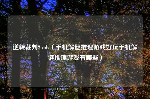 逆转裁判2 nds(手机解谜推理游戏好玩手机解谜推理游戏有哪些)