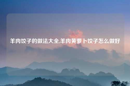 羊肉饺子的做法大全,羊肉黄萝卜饺子怎么做好