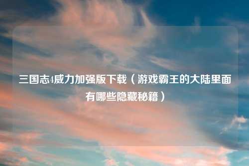 三国志4威力加强版下载（游戏霸王的大陆里面有哪些隐藏秘籍）