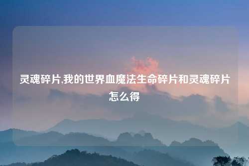 灵魂碎片,我的世界血魔法生命碎片和灵魂碎片怎么得