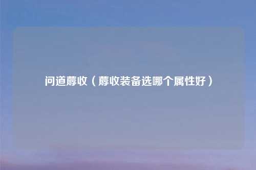 问道蓐收(蓐收装备选哪个属性好)