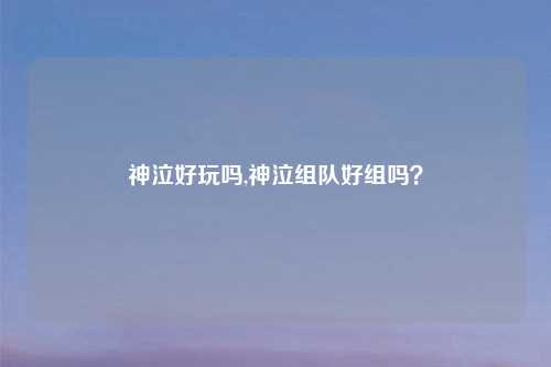 神泣好玩吗,神泣组队好组吗？