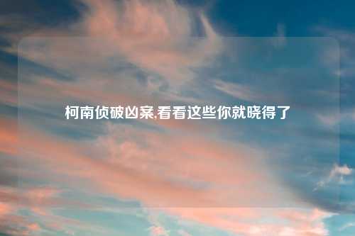 柯南侦破凶案,看看这些你就晓得了