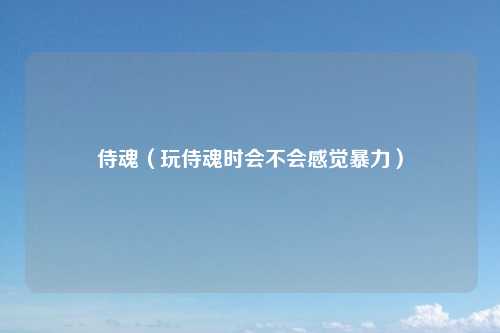 侍魂(玩侍魂时会不会感觉暴力)