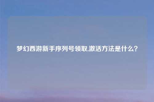 梦幻西游新手序列号领取,激活方法是什么?