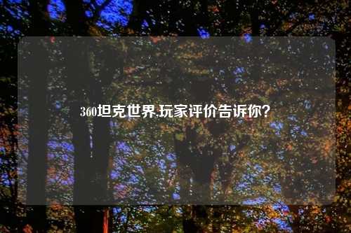 360坦克世界,玩家评价告诉你?