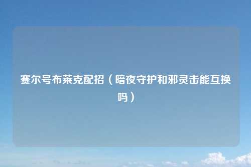 赛尔号布莱克配招（暗夜守护和邪灵击能互换吗）