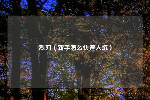 烈刃（新手怎么快速入坑）