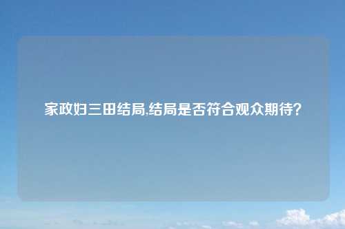 家政妇三田结局,结局是否符合观众期待？