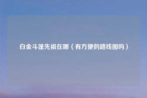 白金斗篷先祖在哪（有方便的路线图吗）