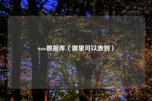 wow数据库（哪里可以查到）