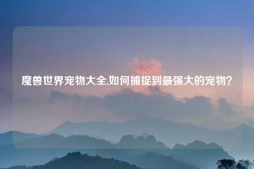 魔兽世界宠物大全,如何捕捉到最强大的宠物？