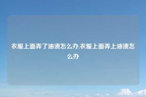 衣服上面弄了油渍怎么办,衣服上面弄上油渍怎么办