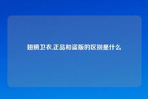 翅膀卫衣,正品和盗版的区别是什么