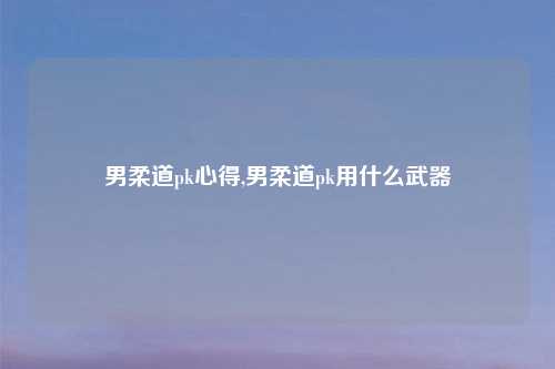 男柔道pk心得,男柔道pk用什么武器