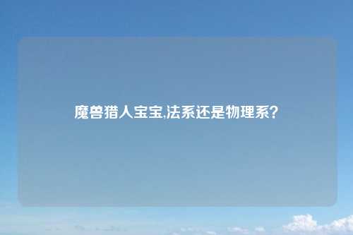 魔兽猎人宝宝,法系还是物理系？