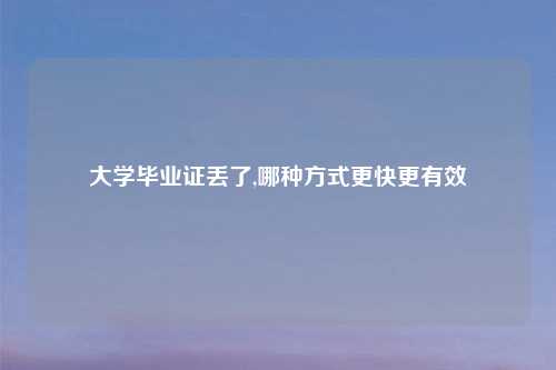 大学毕业证丢了,哪种方式更快更有效