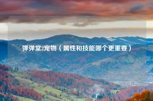 弹弹堂2宠物（属性和技能哪个更重要）