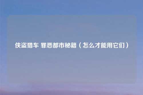 侠盗猎车 罪恶都市秘籍（怎么才能用它们）