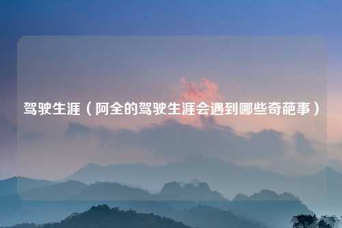 驾驶生涯（阿全的驾驶生涯会遇到哪些奇葩事）