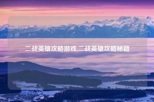 二战英雄攻略游戏,二战英雄攻略秘籍
