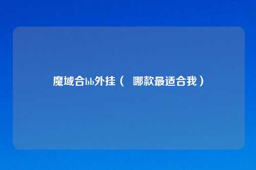 魔域合bb外挂（  哪款最适合我）