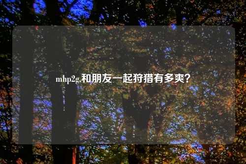 mhp2g,和朋友一起狩猎有多爽？