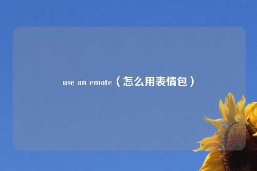 use an emote（怎么用表情包）