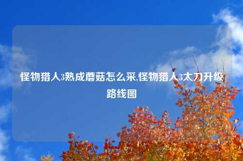 怪物猎人3熟成蘑菇怎么采,怪物猎人3太刀升级路线图