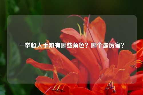 一拳超人手游有哪些角色？哪个最厉害？
