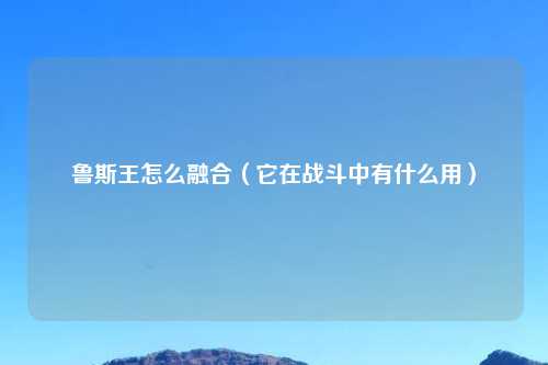 鲁斯王怎么融合（它在战斗中有什么用）